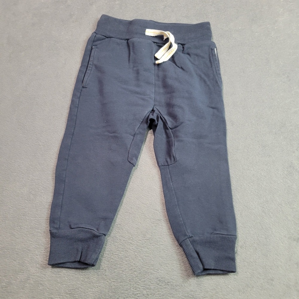 Hanna Andersson Jogger Pants Kids 12M Navy Blue Cuffed Sweatpants Solid Basic